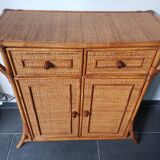 Commode en rotin cannage et bambou