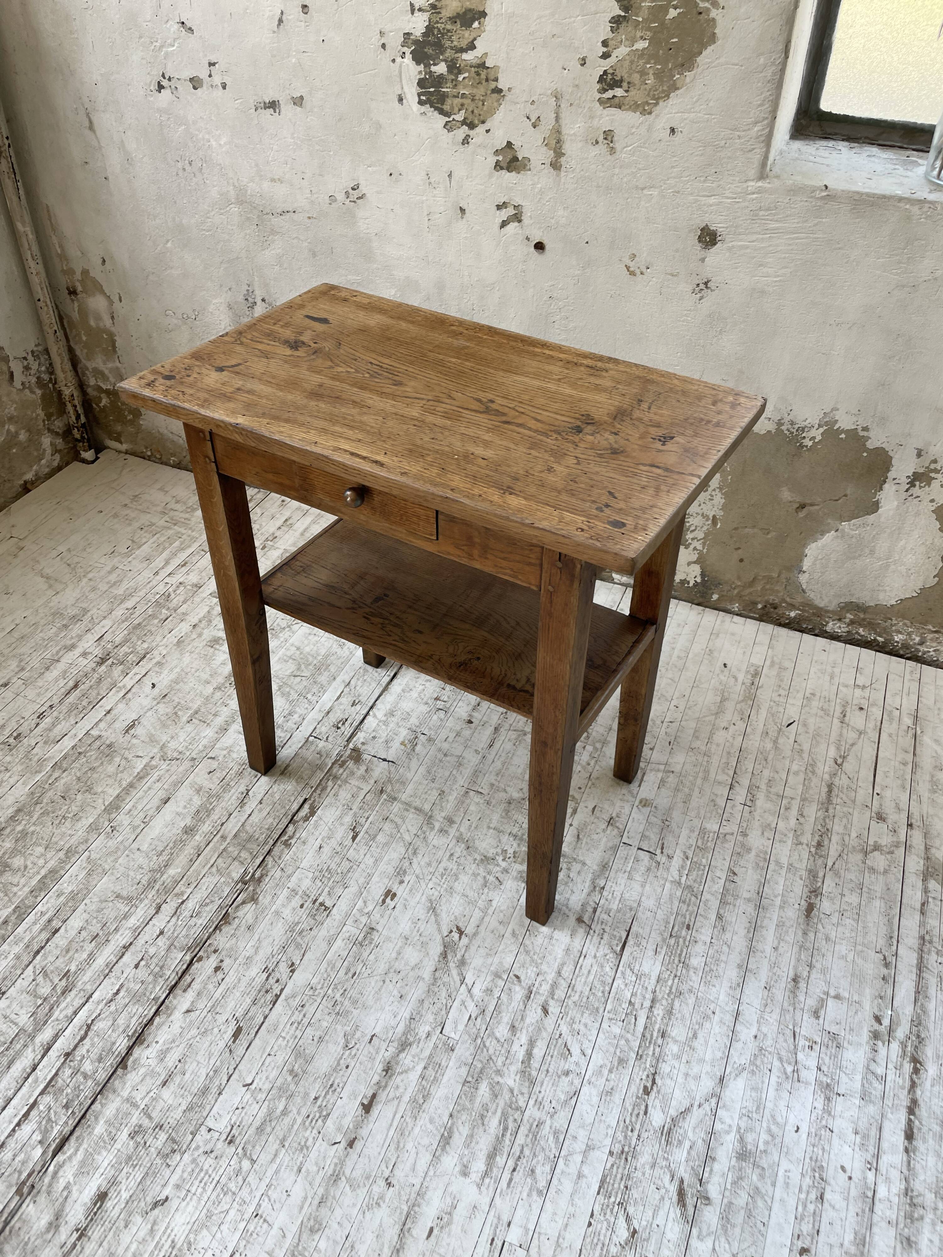 Oak console side table