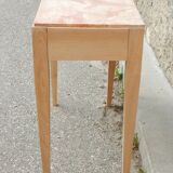 Ancienne console Art Déco - Hêtre et marbre rose - Table d'appoint