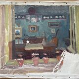 HST painting "Interior, circa 1920" by Pierre BONNEROT (1891-1981)