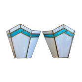 Pair of art deco wall lamps in glass paste