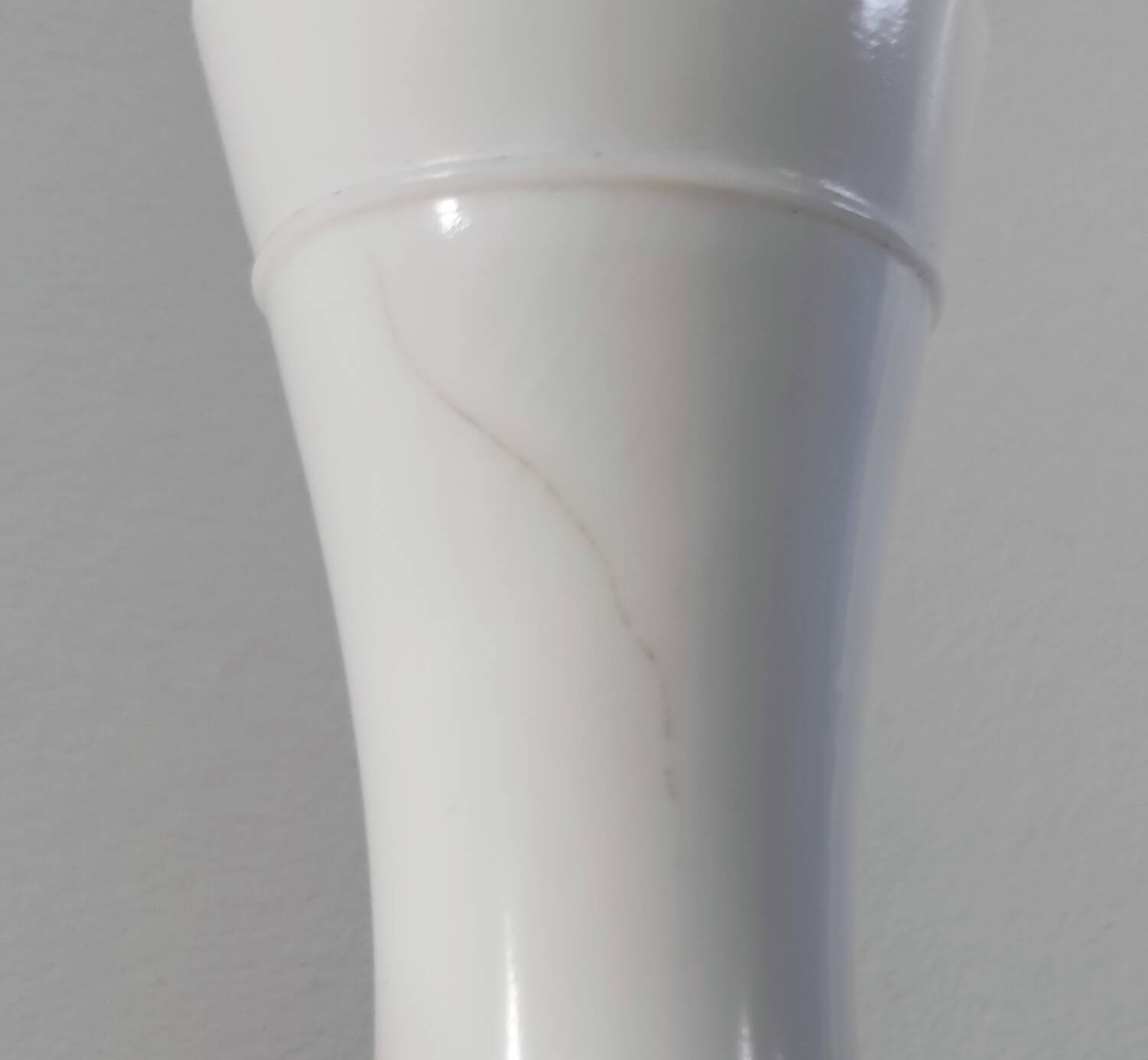 Pair of white opaline flower vases with floral decoration – 1970s