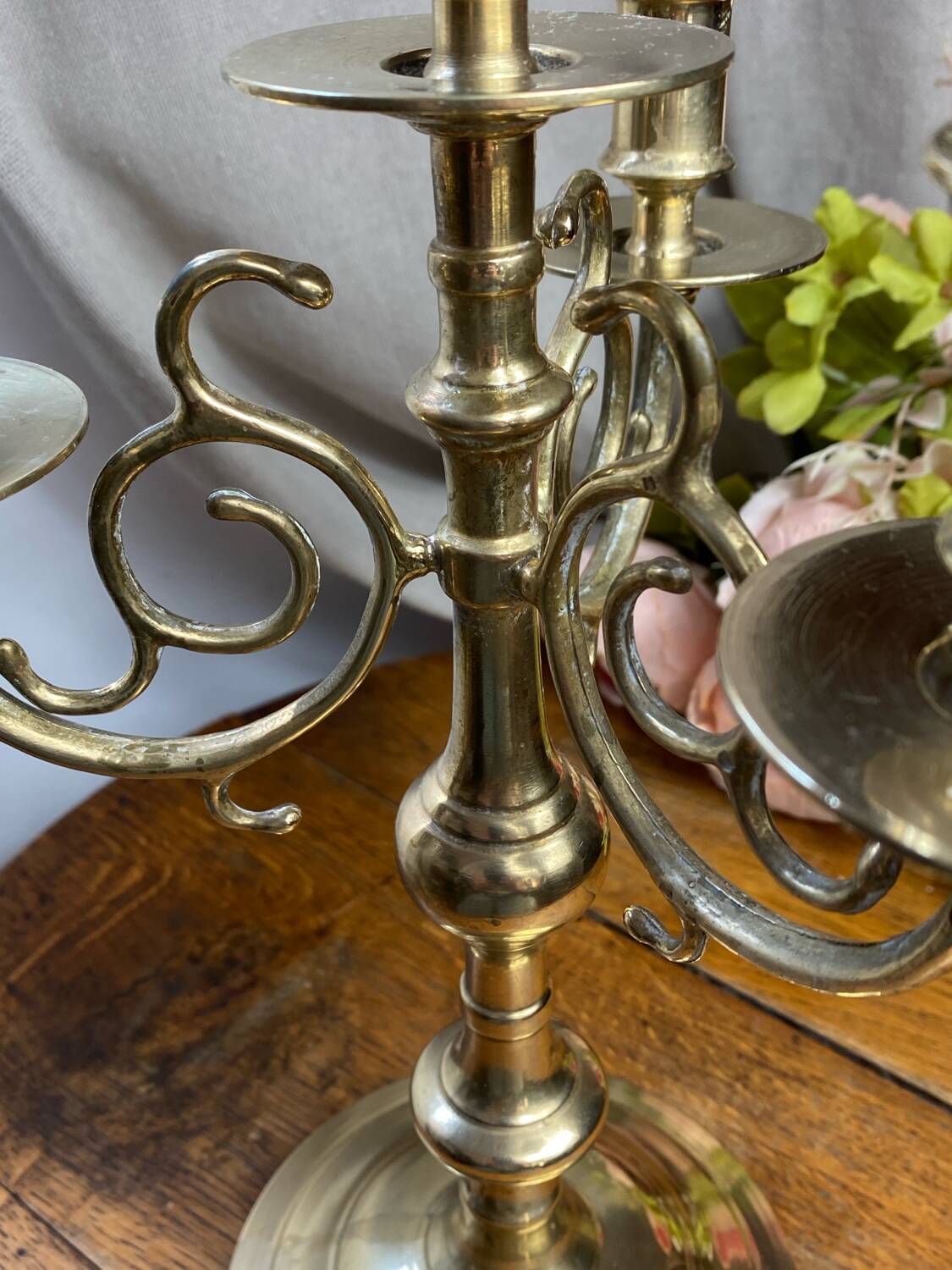 Candlestick, four-light brass candelabra