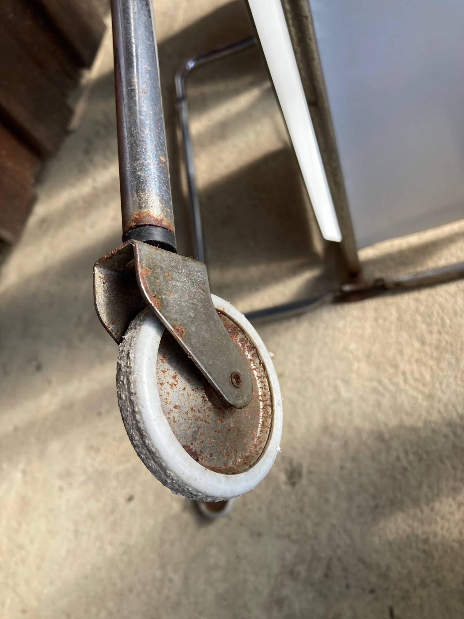 Vintage serving trolley, white folding table, 70s design, vintage.