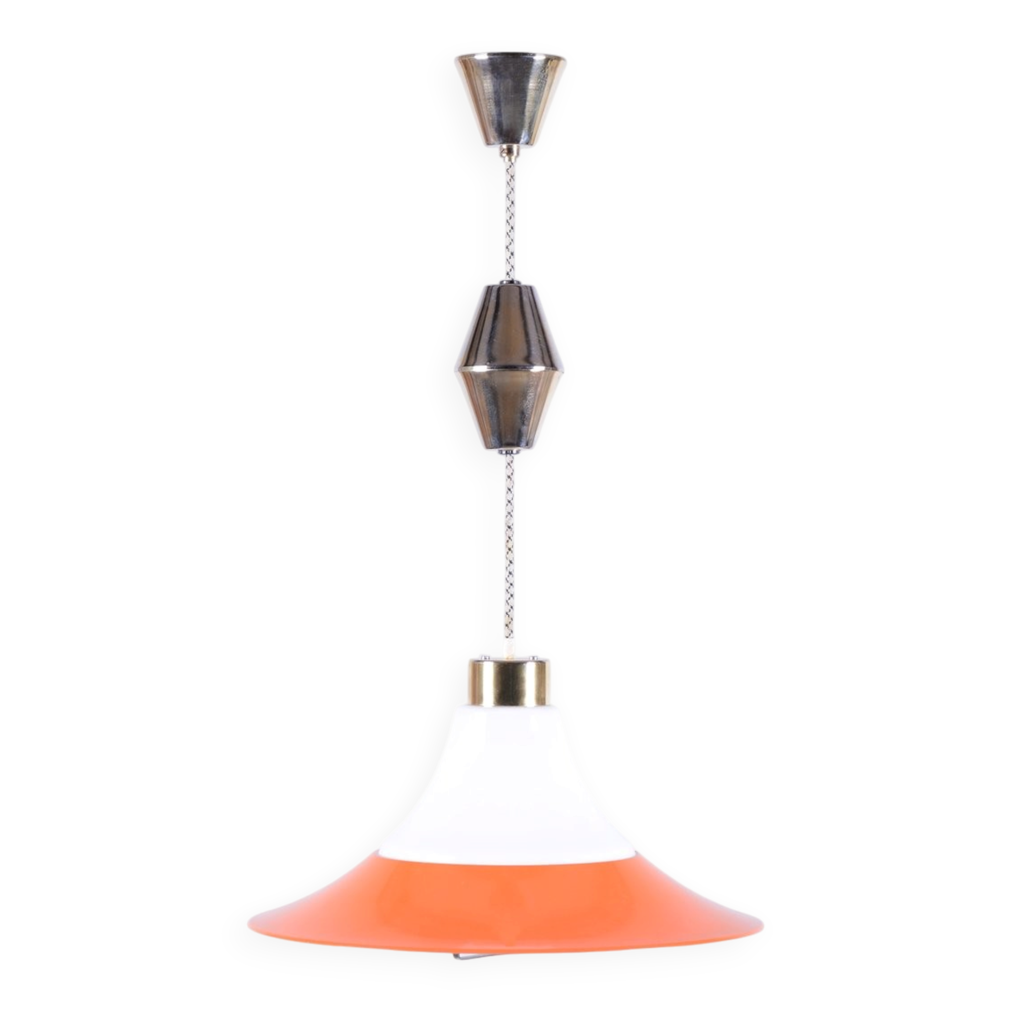 Mid-Century Chandelier in Brass and Lacquered Steel, Czech, 1960s