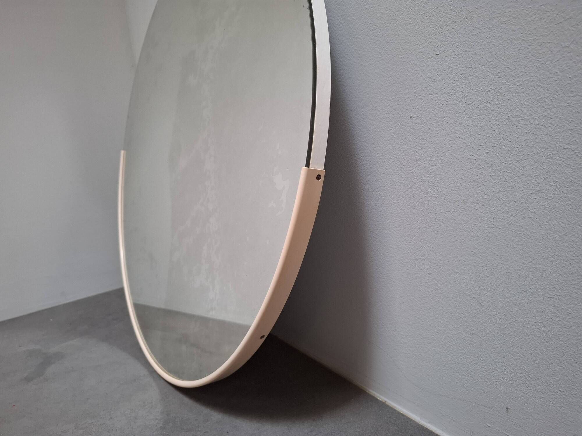 1970s Czechoslovakian Round Wall Mirror with Beige Frame
