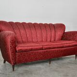 Mid-Century red and gold three-seater sofa by Paolo Buffa, Italy, 50s