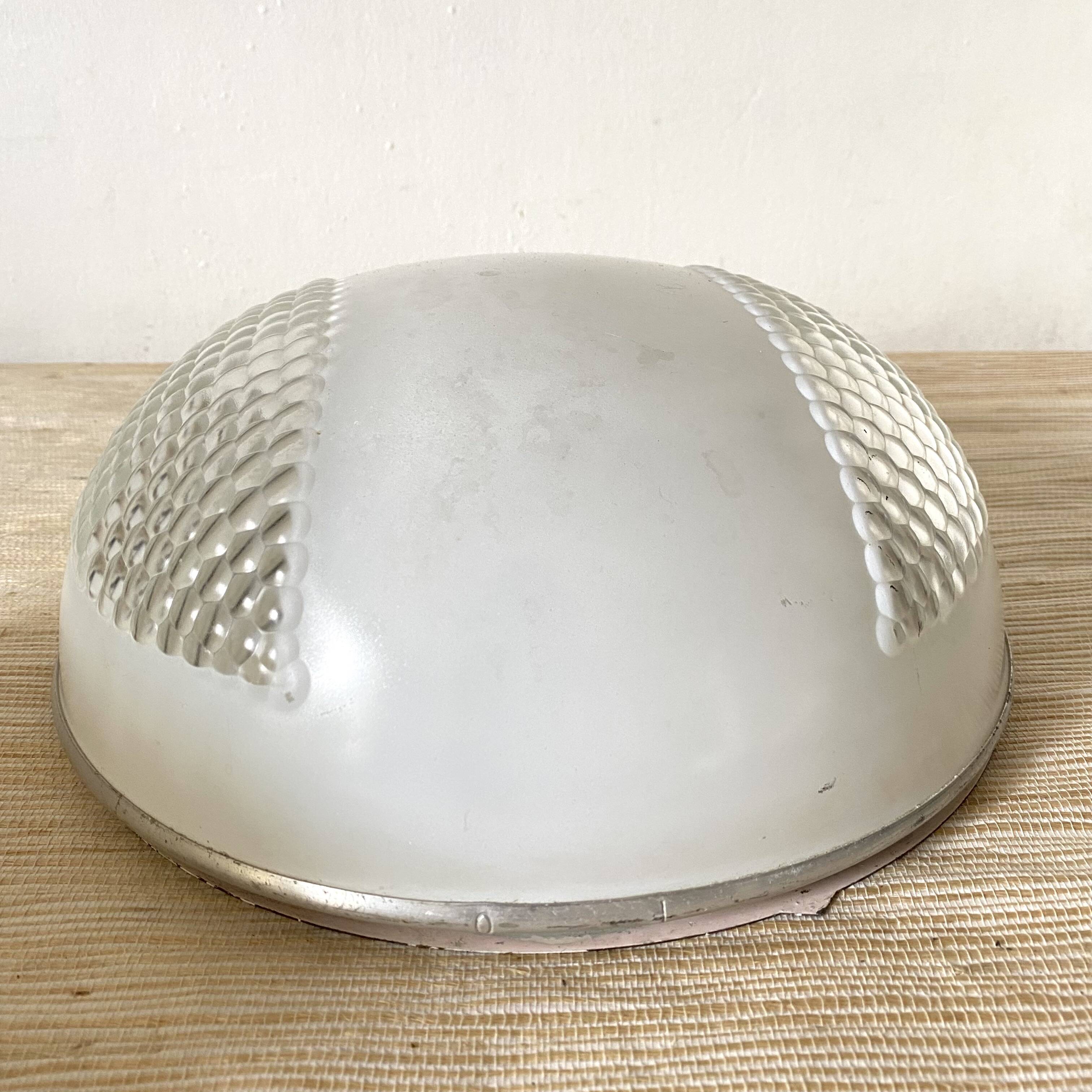 Industrial glass ceiling light, 60s-70s