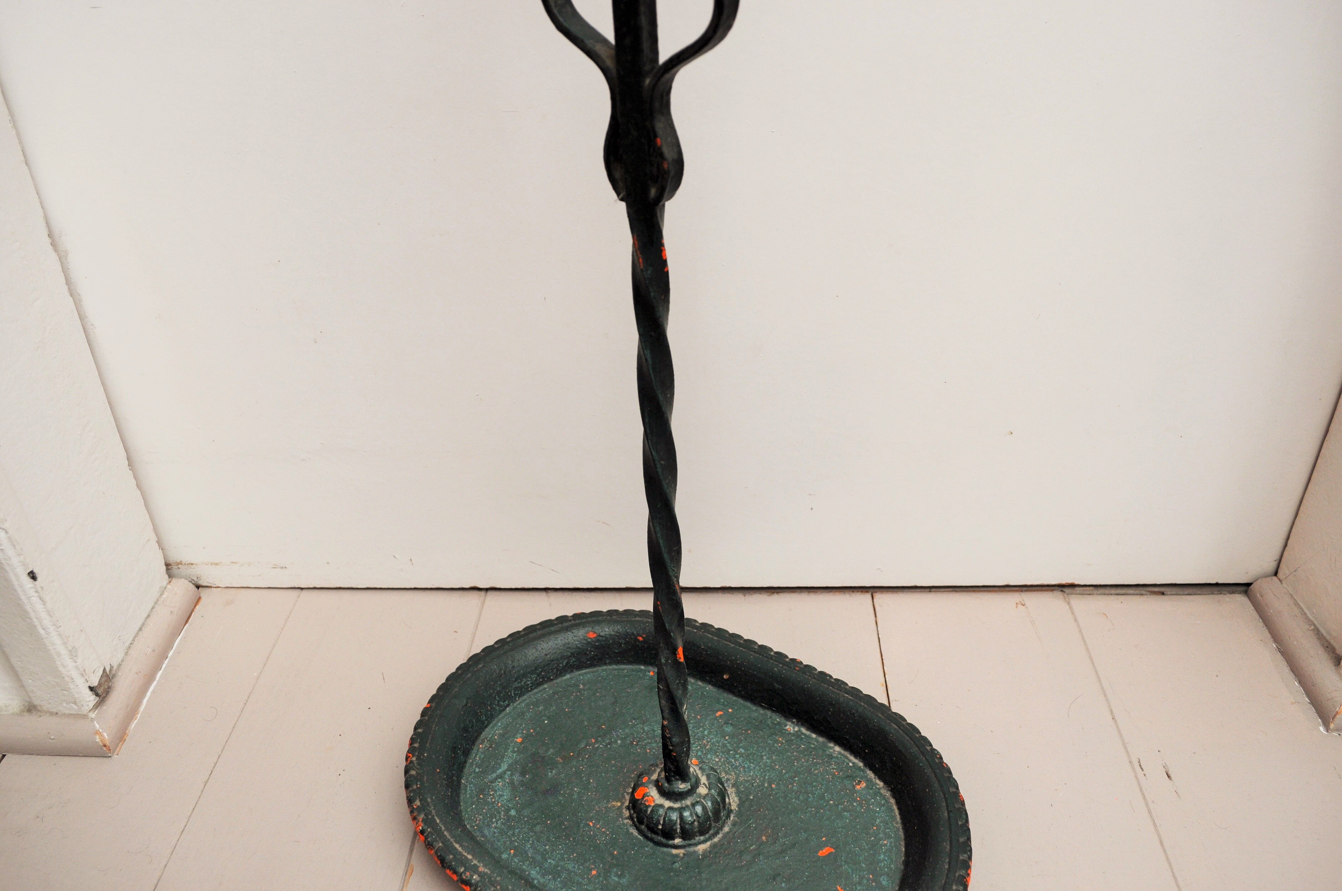 Wearing dark green metal 50s umbrella