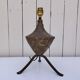 Brutalist lamp, patinated gold metal, Max Bre, 70s