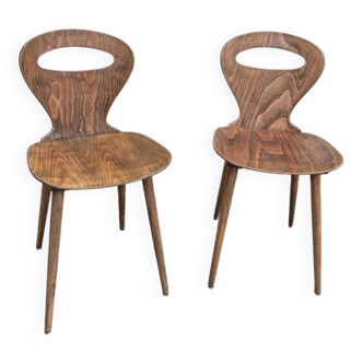 Paire de chaises "fourmi" de Baumann 1950