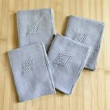 4 old monogram linen napkins