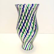 Green, Blue, Bronze and Clear Murano Glass Vase by Irene Paolo, Italy 1990s