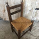 Chaise enfant bebe bois tourné + assise paille tressée vintage #a289
