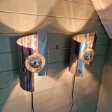 Paire d'appliques murales Space Age en métal chromé, 1970