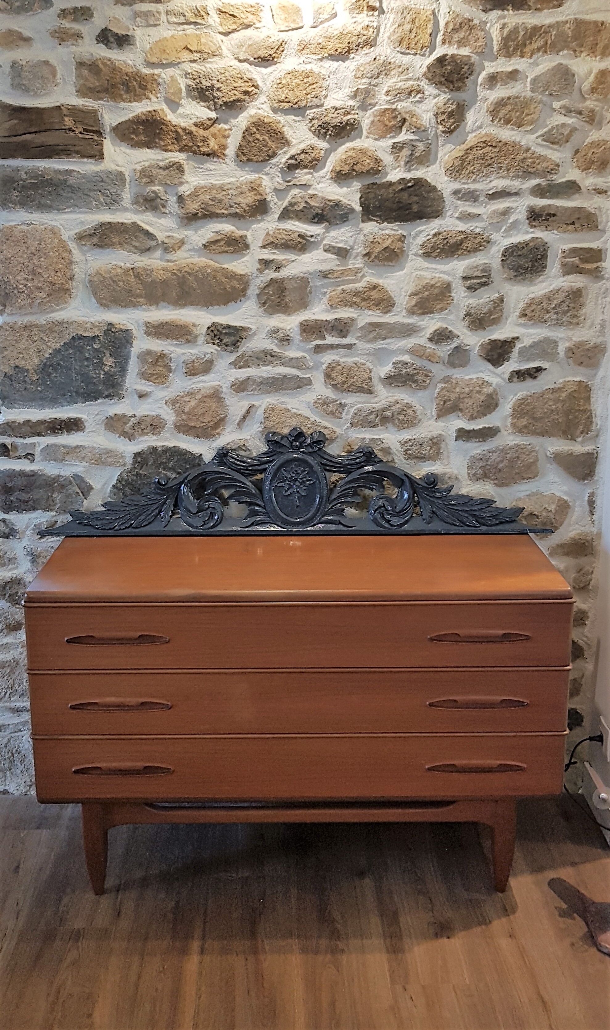 Old carved wooden pediment