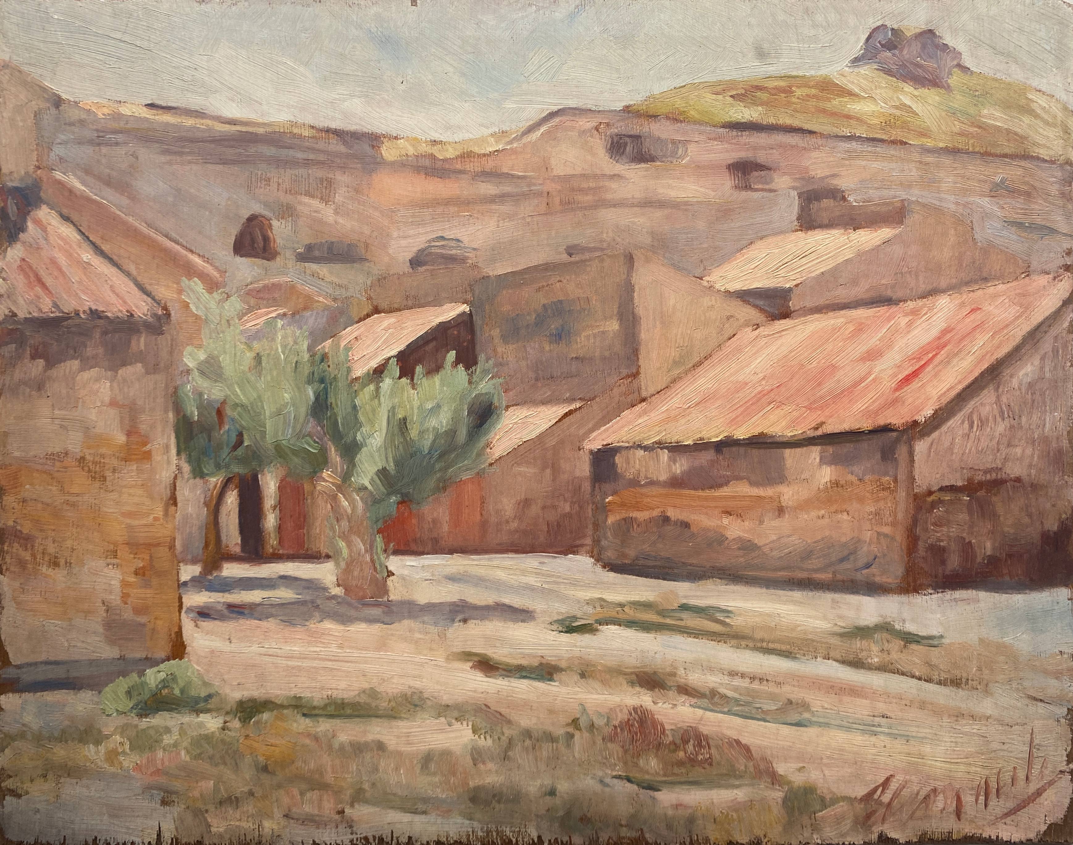 Painting bifacial view orientalist and mediterranean navy signed mid-xx°