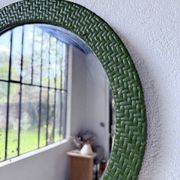 Woven wicker round mirror 1960