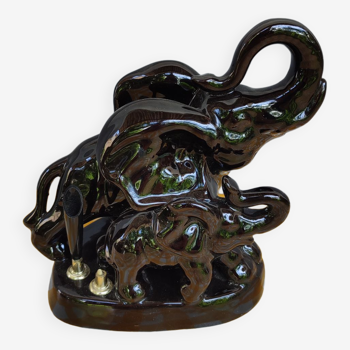 Earthenware elephants with XXth century pen holders