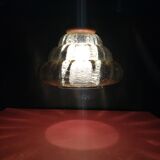 Scandinavian-style pendant lamp in glass and wood, 1970