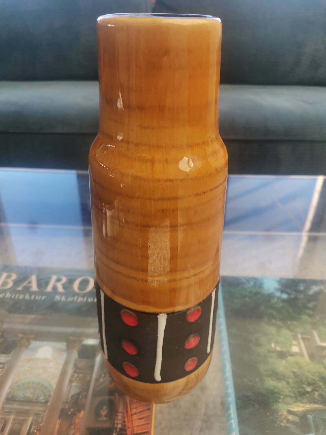 Vase en céramique Scheurich 275 | 28 cm | Points de lave ocre | Milieu du siècle | W