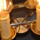 Antique glass wall light in brass