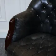 Vintage Chesterfield Chair in Dark Grey Leather