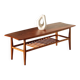 Table basse vintage Everest en noyer – style « planche de surf » (années 60)