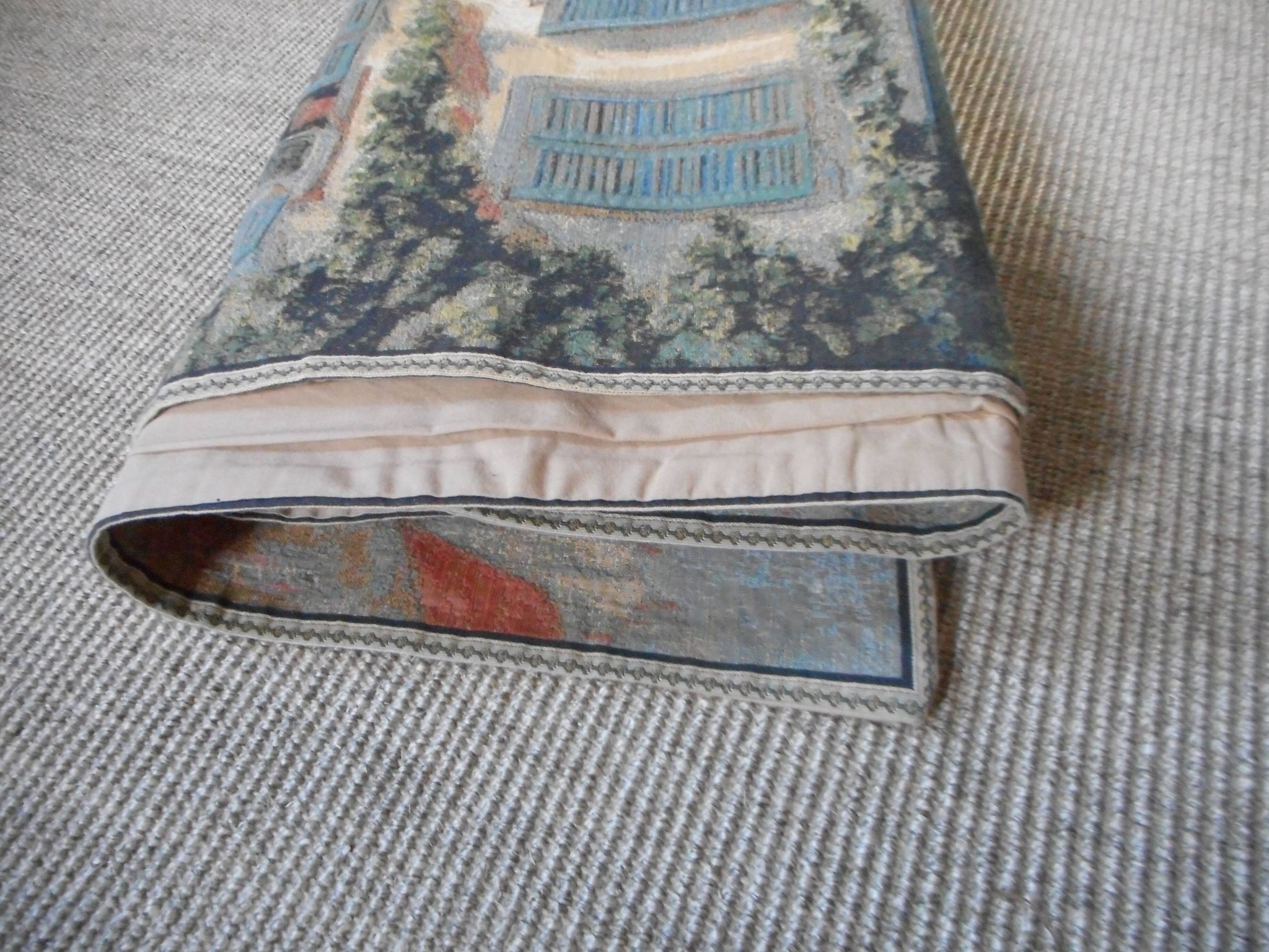 Village wall tapestry in trompe l'oeil after F de Villeneuve