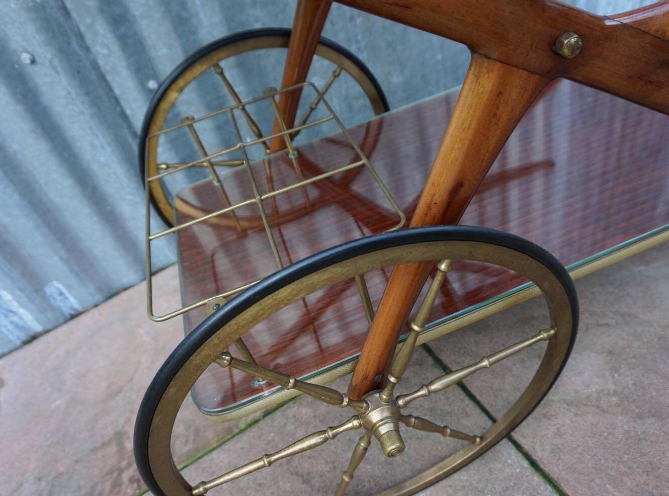 Mid-century bar cart/service cart by Cesare Lacca, 1950s.
