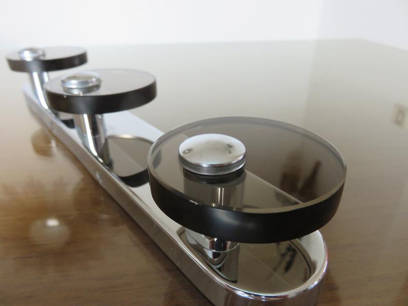 Fontana Arte chrome metal and smoked glass coat rack 70