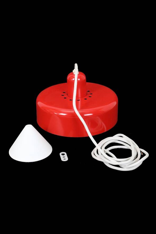 Red “Go-Go” pendant lamp by Dan Heersø for Vitrika / 1970s / Danish modern design