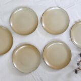 Set of 6 flat plates in sandstone, Sandstone village, vintage French