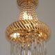 Vintage Gold Metal 5-Light Chandelier – Crystal Beads & Glass Prisms
