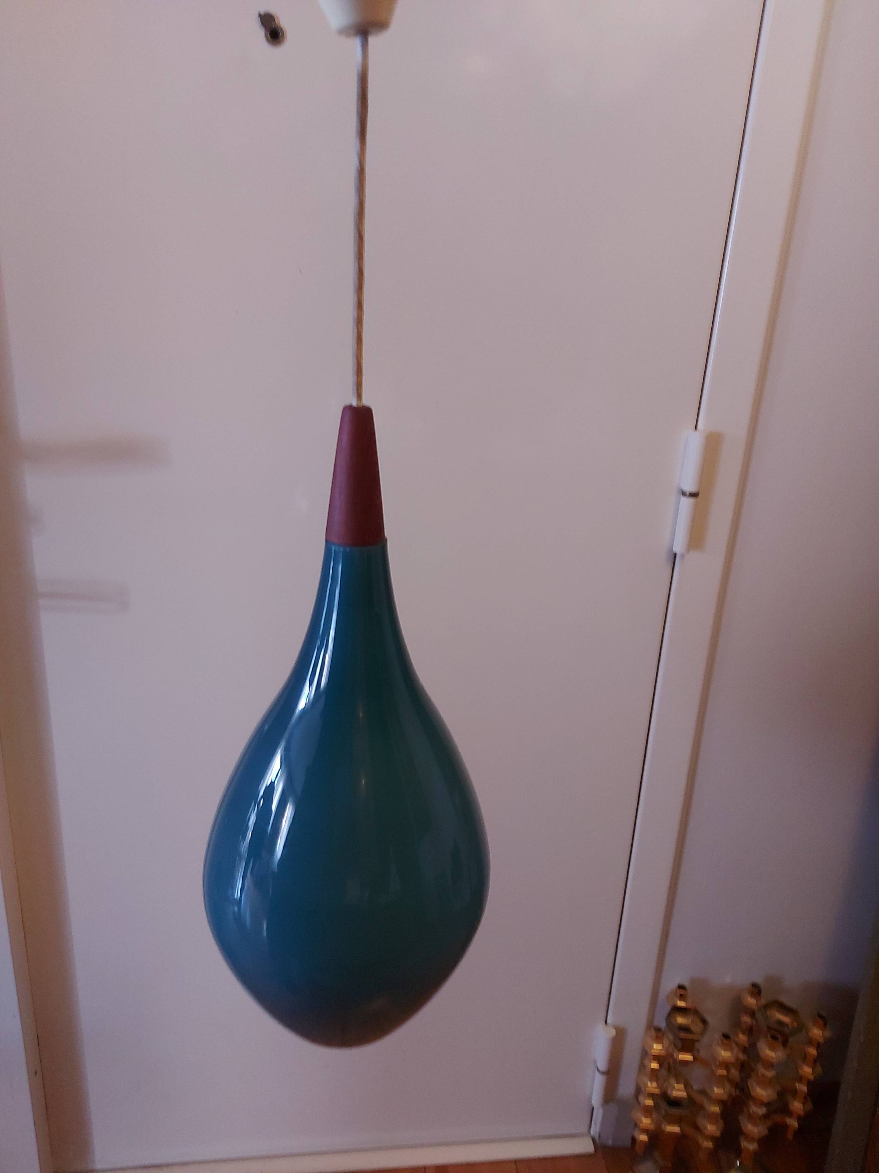 Scandinavian glass pendant light Holmegaard 50, 60's