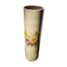 Vase rouleau en grès émaillé peinture décor fleurs vintage