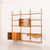 Scandinavian oak wall unit by PS System, Randers, Denmark, 1970s