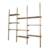 Tension pole free standing rose gold aluminum Omni wall unit by George Nelson