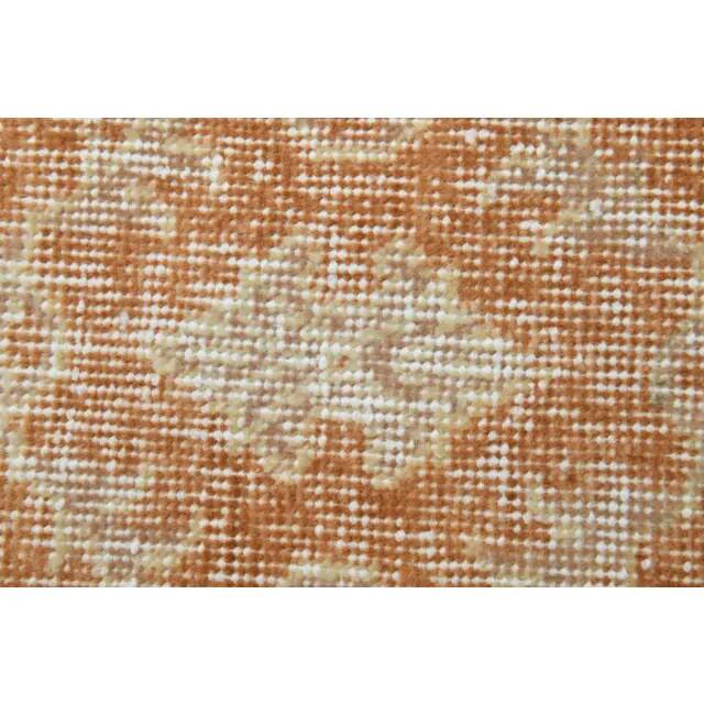 1970s vintage Turkish hand-knotted wool cotton orange runner rug 92x205