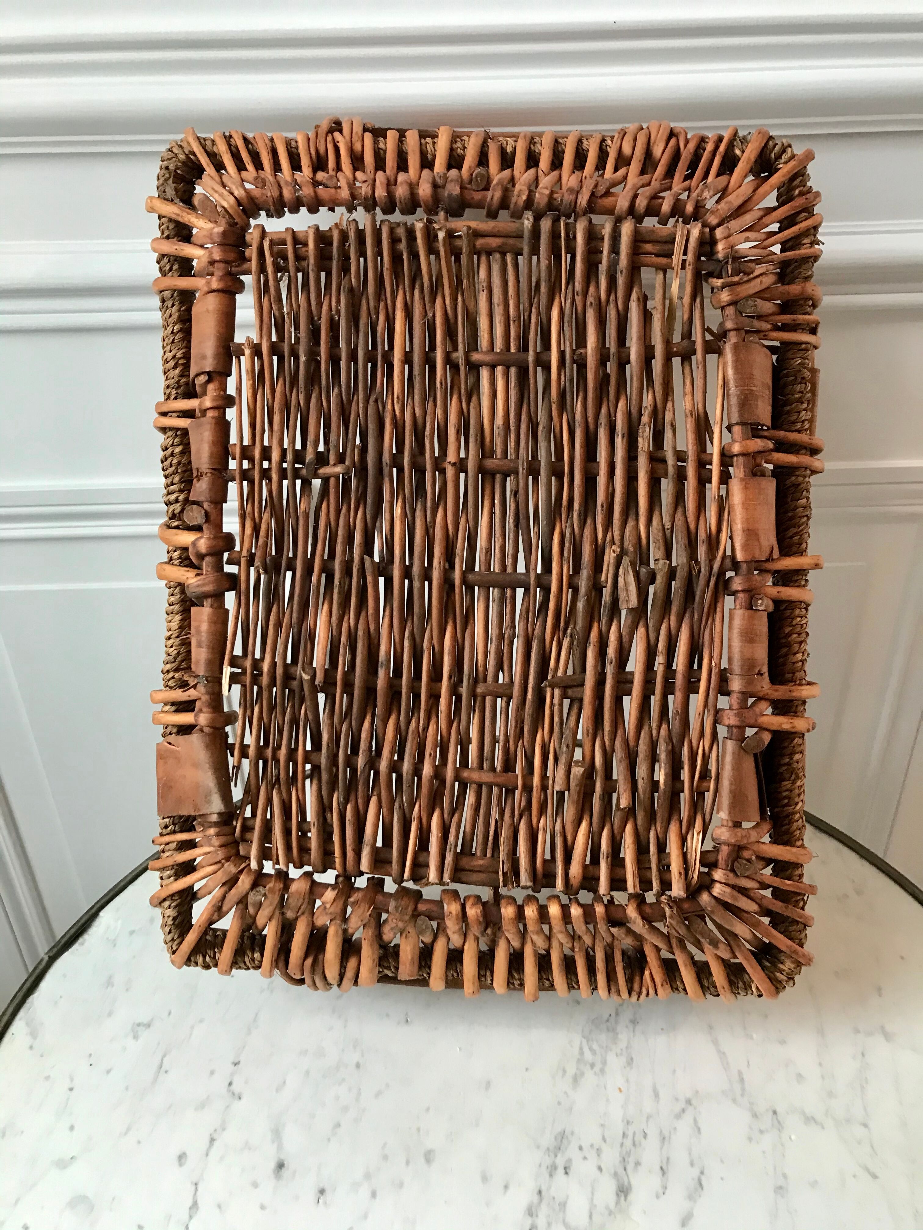 Wooden and bamboo tray 60s-70s