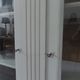 Showcase, bookcase, dresser style louis philippe patinated pearl gray, 2 glass doors.