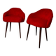 Two vintage 60s/70s armchairs in red moumoute, pelfran style
