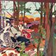 Tableau Peinture Bois Sculpté Scène Chasse Courre Chien Signé 130x70