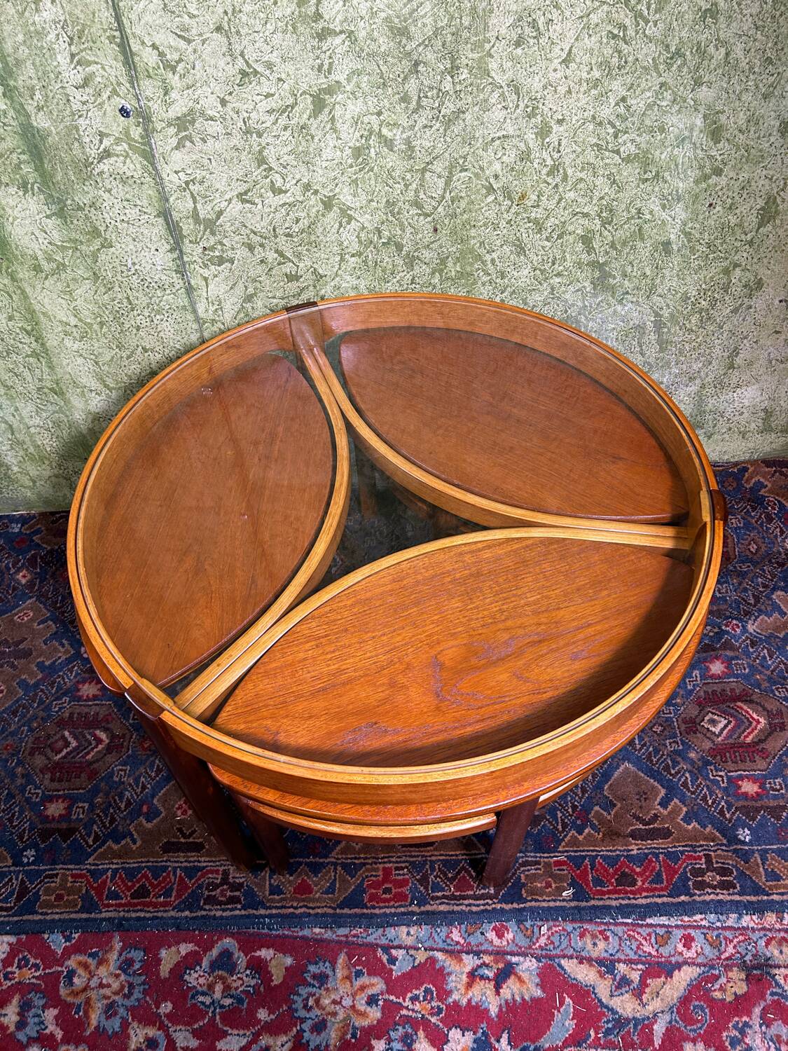 Mid century retro vintage teak round coffee  table by Nathan 1960