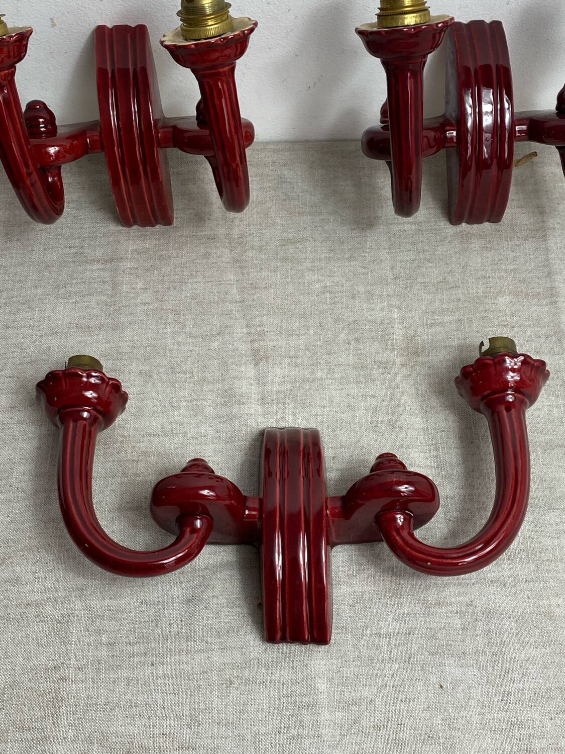 Art Deco ceramic wall lights, adjustable arms