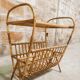 Rattan magazine holder, glass top