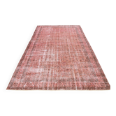 Tapis en laine fait main vintage turc rose poussiéreux oversize, 198x297 cm