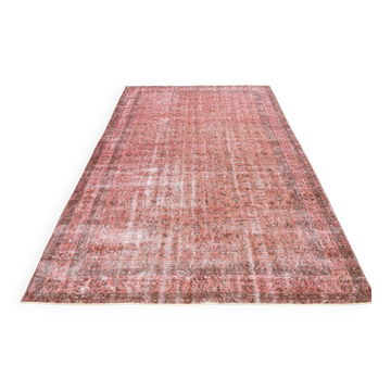 Dusty Rose Turkish Vintage Oversize Handmade Wool Carpet Rug, 198x297 Cm