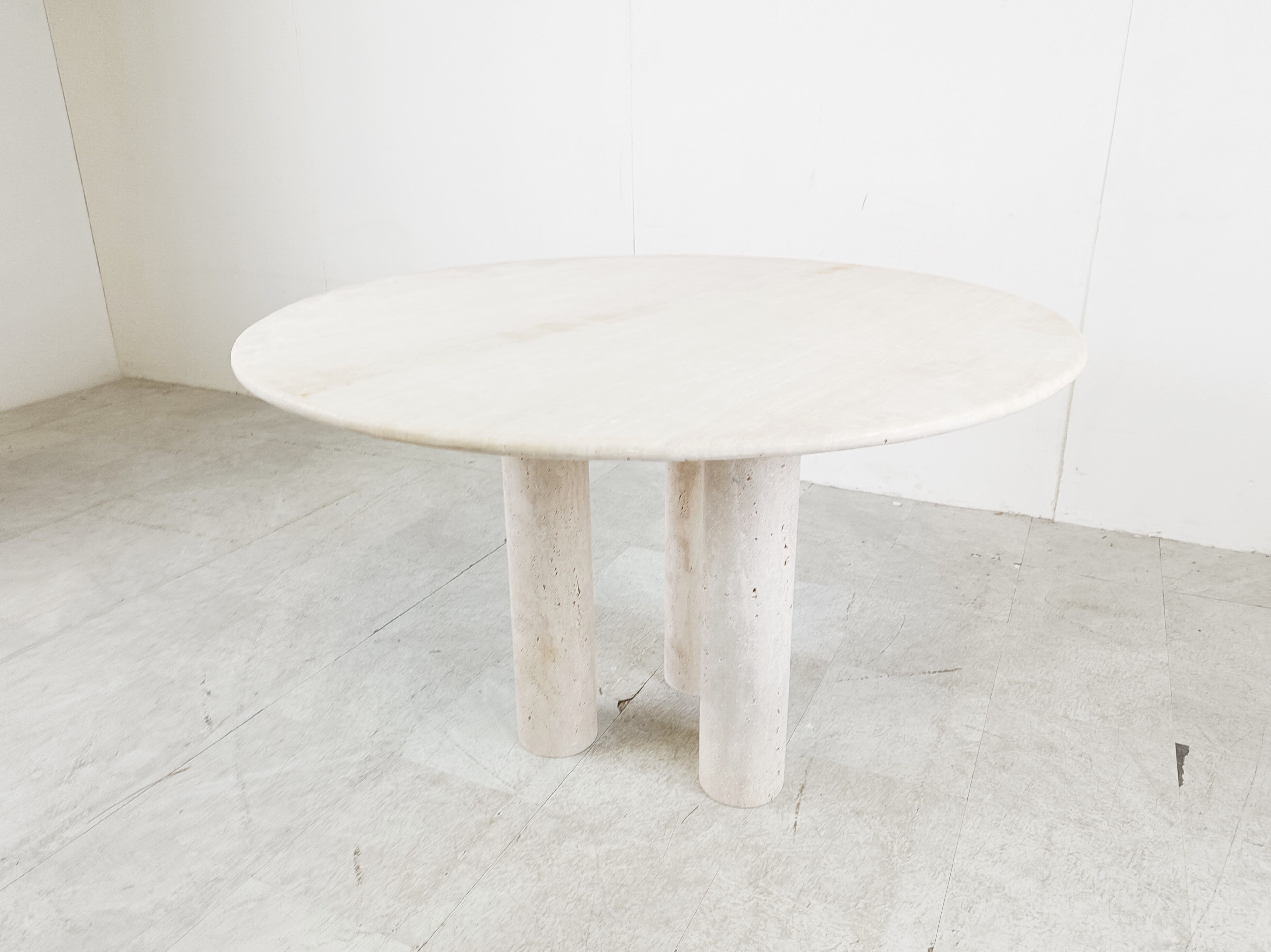 Round Italian travertine table from the 1970s