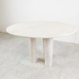 Round Italian travertine table from the 1970s